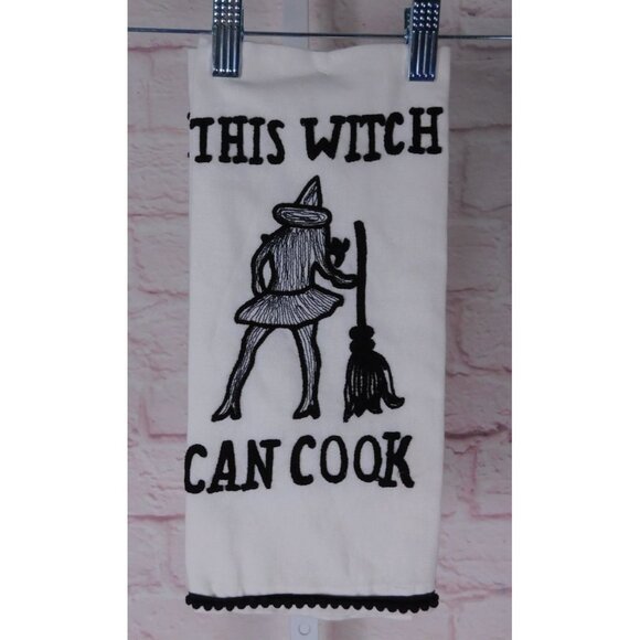 This Witch Can Cook Cotton Kitchen Towel Set Witchy Decor NWT 18x28 - Picture 1 of 7